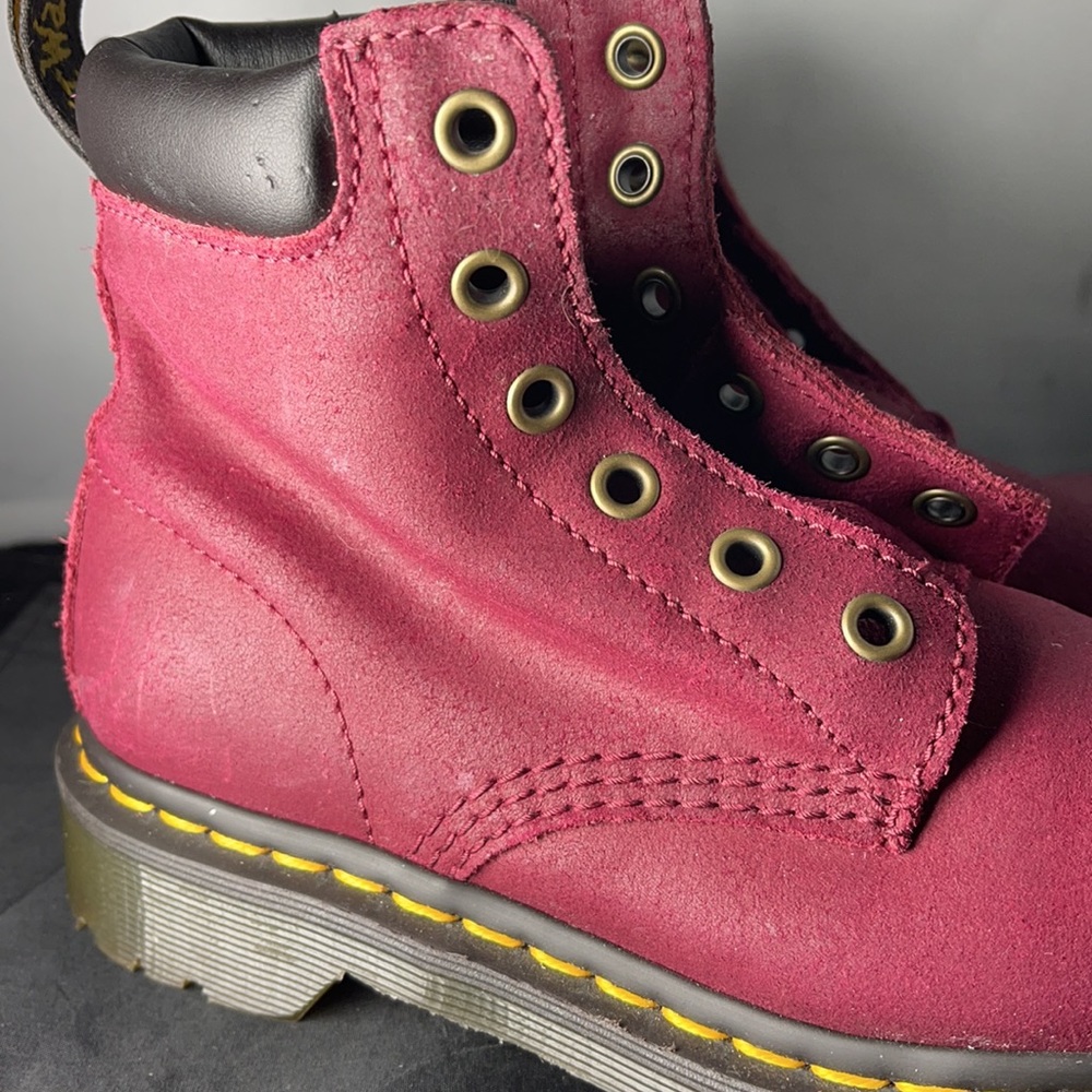 Dr. Martens Deep Red (Raspberry) Greasy Suede Boo… - image 2